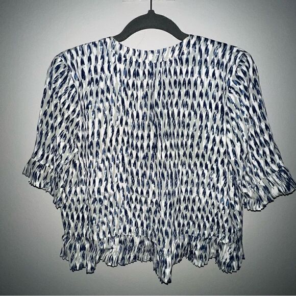 Madewell Sunpleat Lace-Up Top w/Painted Feathers - Sz S - Picture 7 of 16